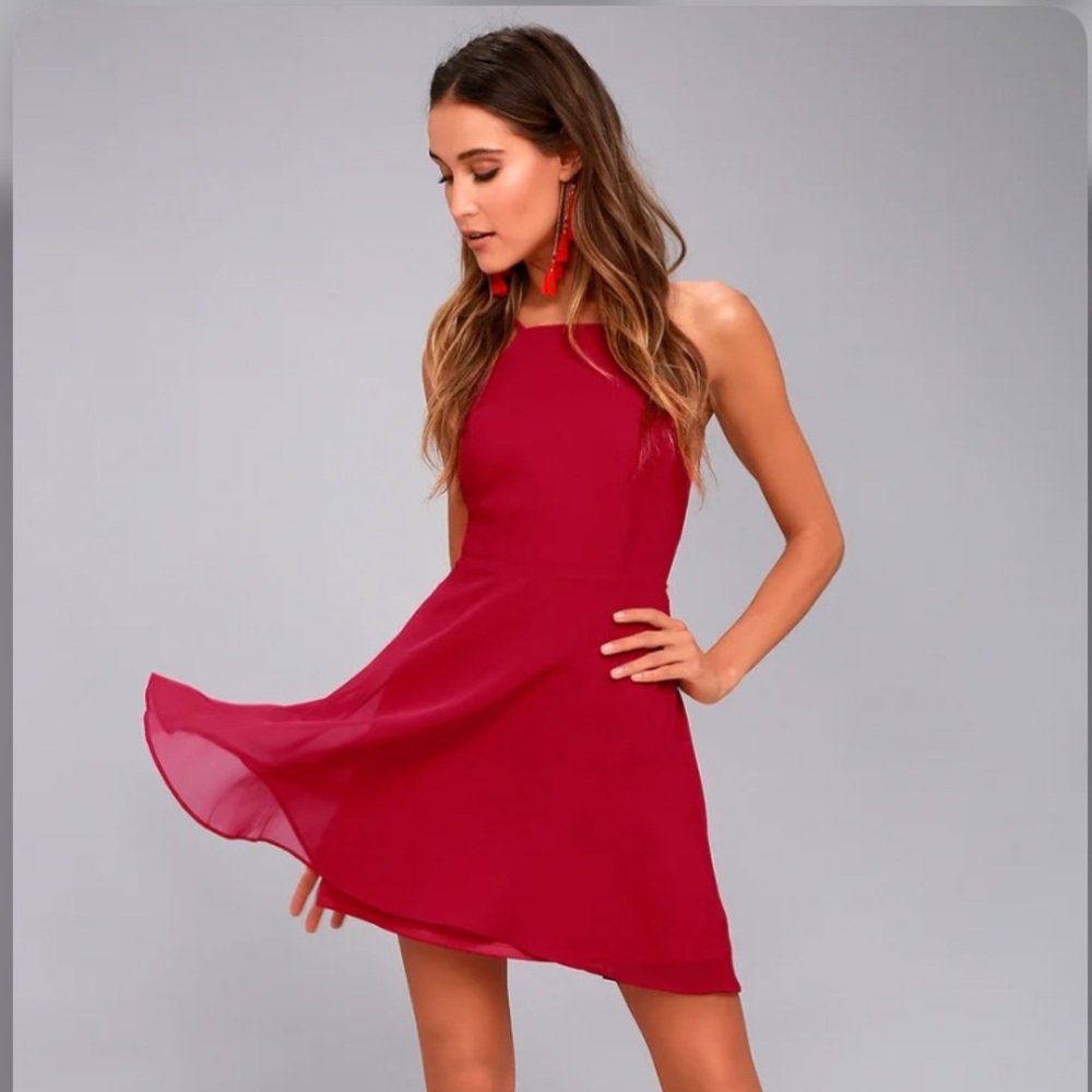 Lulus Letter of Love Red Backless Skater Dress